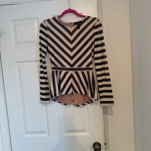 BCBGMaxAzria Navy and Cream Lace Top